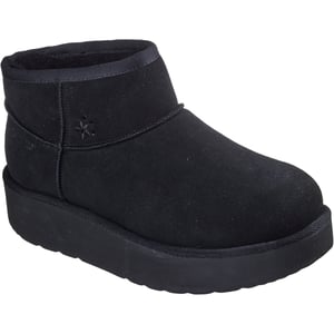 Skechers Keep Cozy Läder Kvinnor Svarta Vinter Ankelstövlar