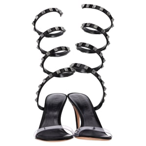 Valentino Garavani Rockstud Wikkelsandalen met Hakken in Zwart Leer