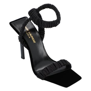 Saint Laurent Pam Sandaler i satinkräpp svart