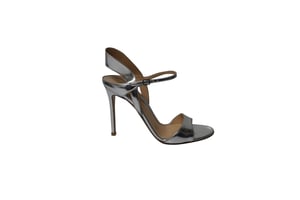 Gianvito Rossi Ankle Strap Sandals in Silver Leather