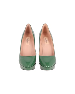 Valentino Platåpumps i Grönt Lackskinn