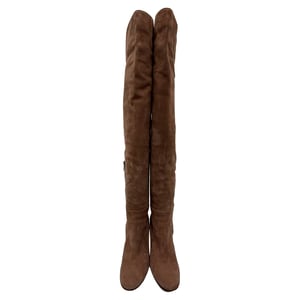 Gianvito Rossi Block-Heel Knee-High Boots in Brown Suede
