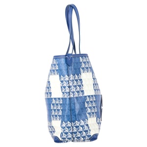 Anya Hindmarch I Am A Plastic Bag Small Leather-Trimmed Printed Tote in Blue Coated-Canvas