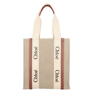 Woody tote bag in linen & leather