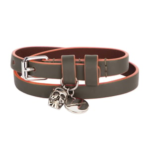 Alexander McQueen Heren Graffiti Skull Leren Wrap Armband in groen