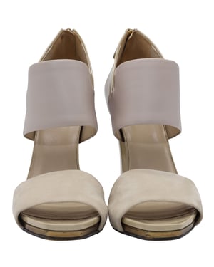 Gucci Heeled Mules in Nude Leather