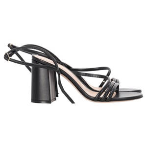Gianvito Rossi Ankle Strap Block-Heel Sandals in Black Leather