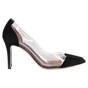 Gianvito Rossi Plexi 85 PVC Pumps in Black Suede