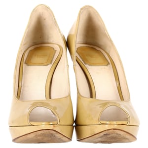 Dior Miss Dior Peep-Toe Pumps in Yellow Patent Leather