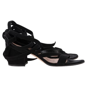 Gianvito Rossi Wrap Sandal Heels in Black Suede