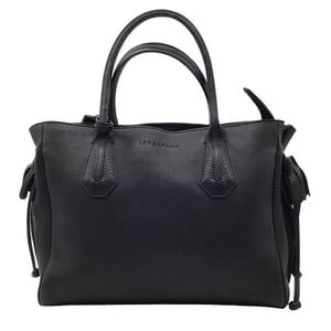 Longchamp Penelope Kwast Koordtas Zwart Leer Handtas