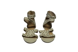 Charlotte Olympia Studded Star Sandals in White Calfskin Leather