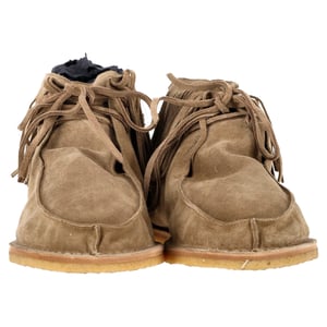 Saint Laurent Nino Fransade Ankelskor i Brunt Mocka