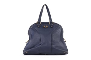 Yves Saint Laurent Navy Blue Leather Oversized Muse Bag
