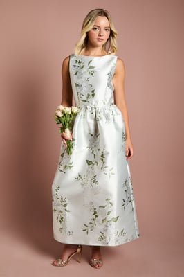 Teen Coast Twill Bow Floral Maxi Bridesmaid Dress