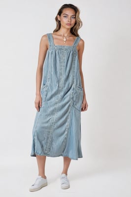 Light Denim Strappy Tunic Dress