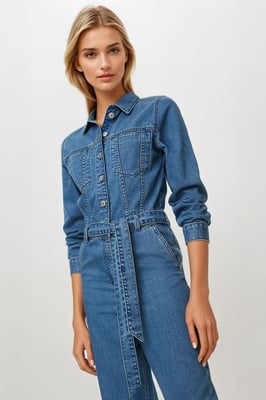 Denim Belted Jumpsuit