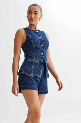 Indigo Denim Crew Neck Waistcoat