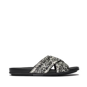 Fitflop Gracie Woven Womens Slides Black/ivory Mix