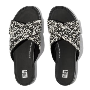 Fitflop Gracie Woven Womens Slides Black/ivory Mix