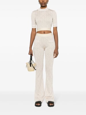 Palm Angels Monogram Jacquard Stickade Byxor Beige