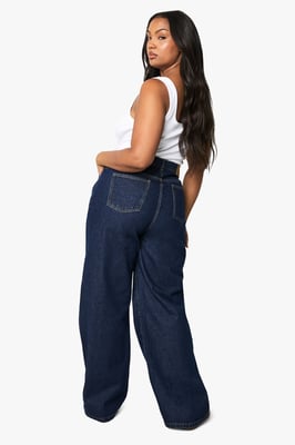 Boohoo Basics Plus Basics High Waisted Wide Leg Jeans