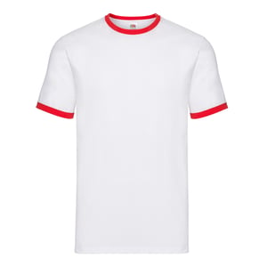 Fruit Of The Loom Mens Ringer T-Shirt (White/Red)