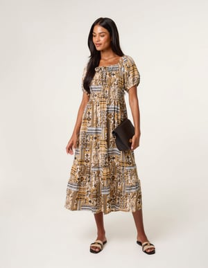Scoop Neck Paisley Dress