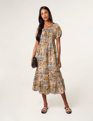 Scoop Neck Paisley Dress