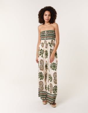 Strapless Elasticated Printed Jumpsuit