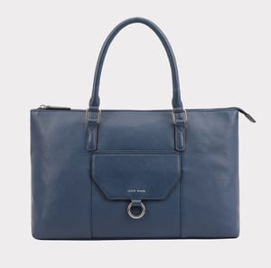 Dariah Navy Leather Shoulder Bag