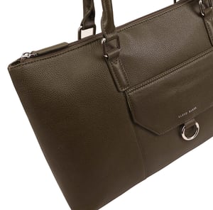 Dariah Khaki Leather Shoulder Bag
