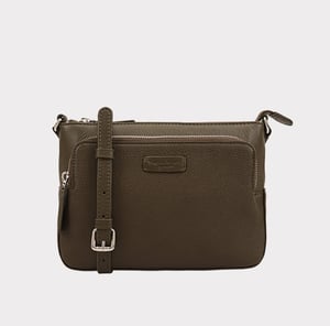 Deval Khaki Leather Cross Body Bag