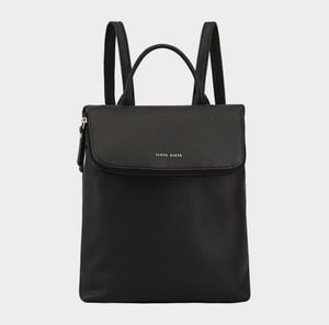 Agra Black Leather Backpack Bag