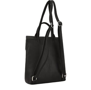 Agra Black Leather Backpack Bag