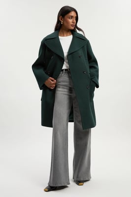 Wool Patch Pocket Tailored Midi Coat