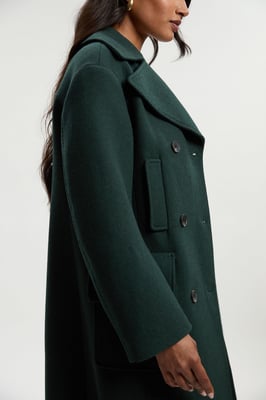 Wool Patch Pocket Tailored Midi Coat