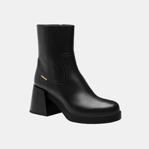 Block Heel Leather Boot