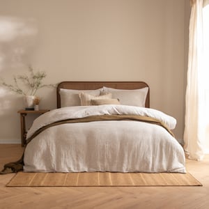 Yard Perrie Leaf Muslin 100% Cotton Duvet Sets, Natural