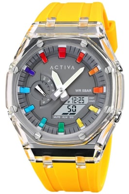 Activa X Invicta DIGITAL ESSENTIALS ACW2100-002 Heren Horloge - Quartz Uurwerk - Plastic met grijze Wijzerplaat - 53mm