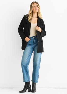 Svart skräddarsydd oversized draperad kavaj