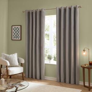 Furn The Ultimate Velvet Room Darkening Eyelet Curtain Pair, Silver