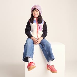 Uda Kids Shaun the Sheep Knit Hat Pink White Checkerboard