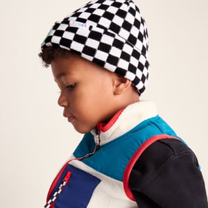 Uda Kids Shaun the Sheep Knit Hat Black White Checkerboard