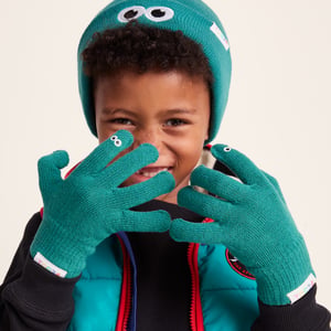 Soay Kids Shaun the Sheep Knit Gloves Jungle Green