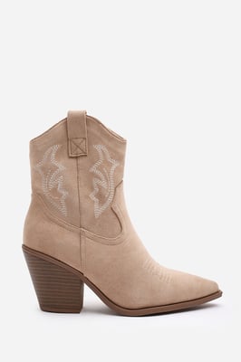 Wheres That From Womens 'Whitney' Suede Cowboy Boots Ankle Length Western Block Heel