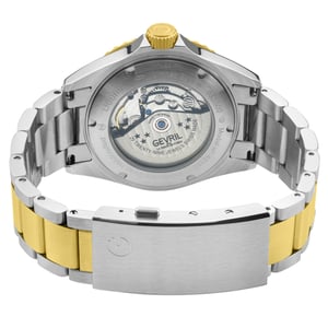 GV2 Men's Liguria Swiss Automatic Movement SA100 Blue Bezel, Blue Dial Two Tone Gold Watch