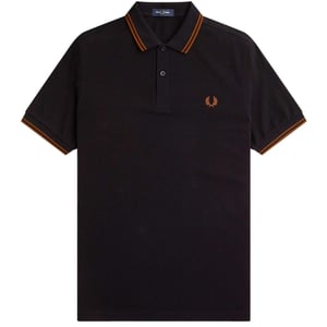 Fred Perry Whisky Brown Twin Tipped Collar Zwart Poloshirt