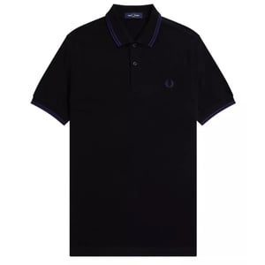Fred Perry Frans Marineblauw Poloshirt Met Dubbele Kraag En Zwarte Kraag