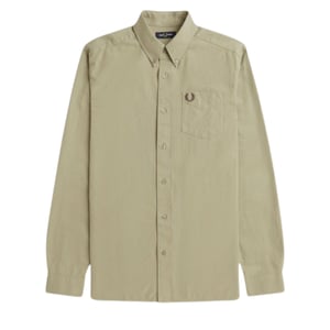 Fred Perry Lang Mouw Warm Grijs Oxford Overhemd